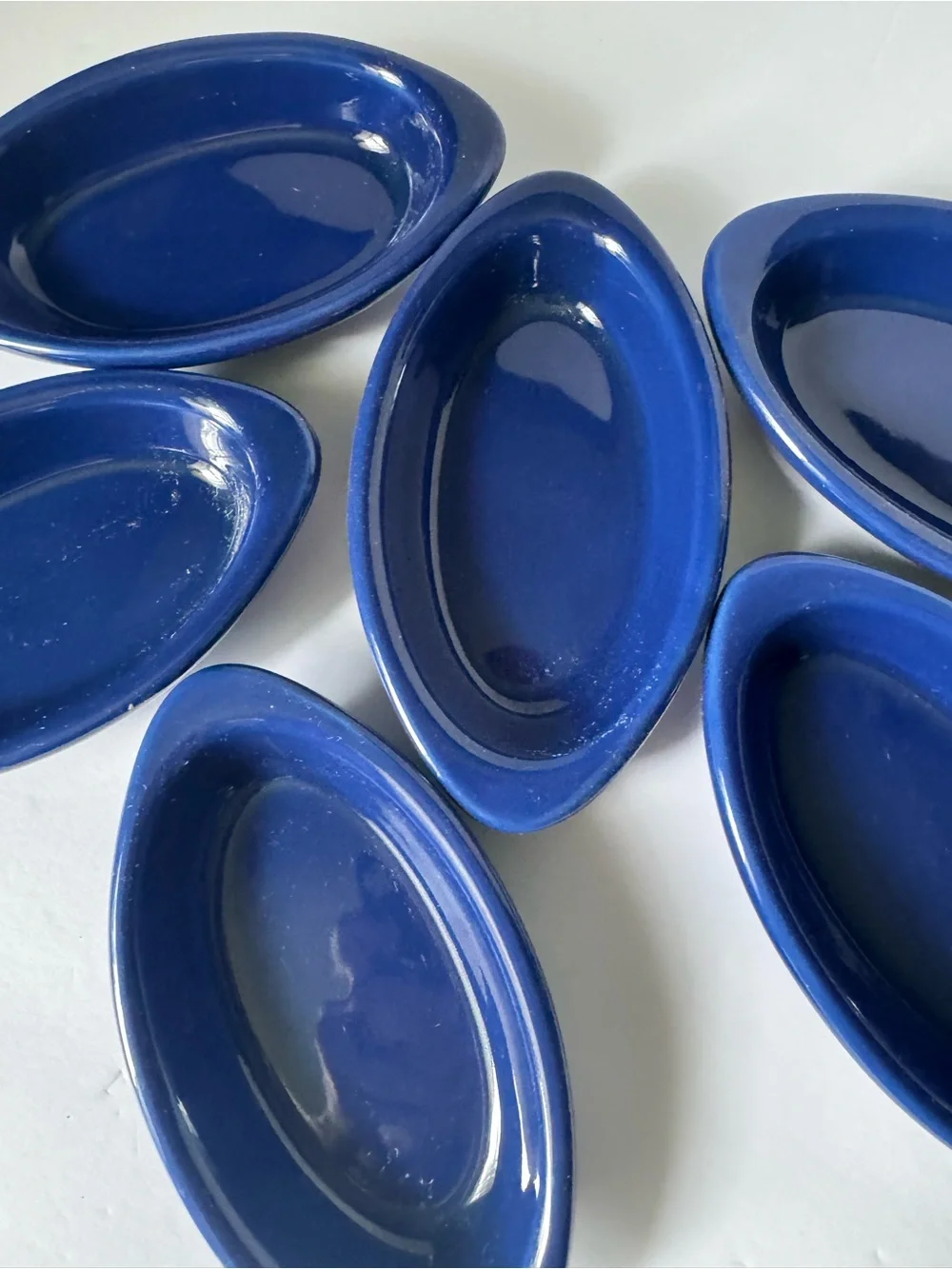 Ceramic Dishes 6.5” x 3.5” Set Of 6 Sauce Casserole Cobalt Blue Oval Dish NEW